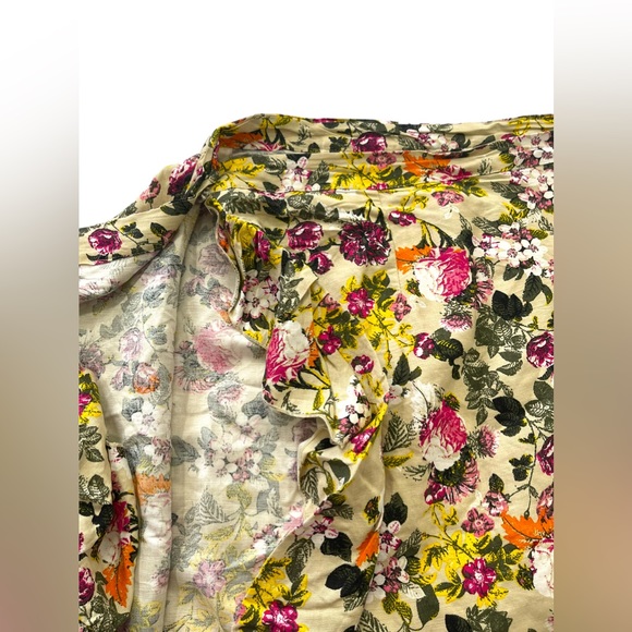 Ashley Stewart Womens Ruffled Hem Wrap Skirt Size 22 Colorful Floral Linen Blend - Picture 8 of 13